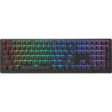 Ducky zero 6108 klasyczna czarna mechaniczna klawiatura do gier rgb (czarna, układ amerykański (qwerty), wiśniowy mx2a brązowy, 100%, diody rgb, double-shot pbt, hot swap, 2,4 ghz | bluetooth | usb-c)