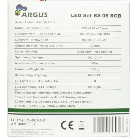 Zestaw wentylatorów Inter-tech Argus RGB Fans RS-06 (3 sztuki, 120 x 120 x 25 mm, pwm)