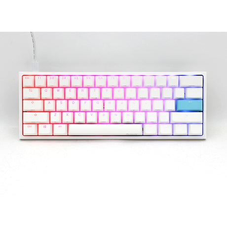 Ducky one 2 pro mini biała klasyczna mechaniczna klawiatura do gier rgb (biała, układ amerykański (qwerty), wiśniowy mx brązowy, 60%, dioda rgb, podwójny strzał pbt, mechanika szarlatana)