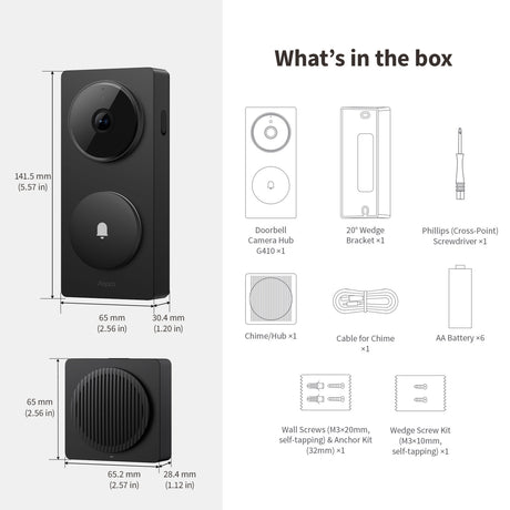 Inteligentny dzwonek wideo Aqara G410 Select (czarny, Wi-Fi, Bluetooth, Zigbee, Matter)