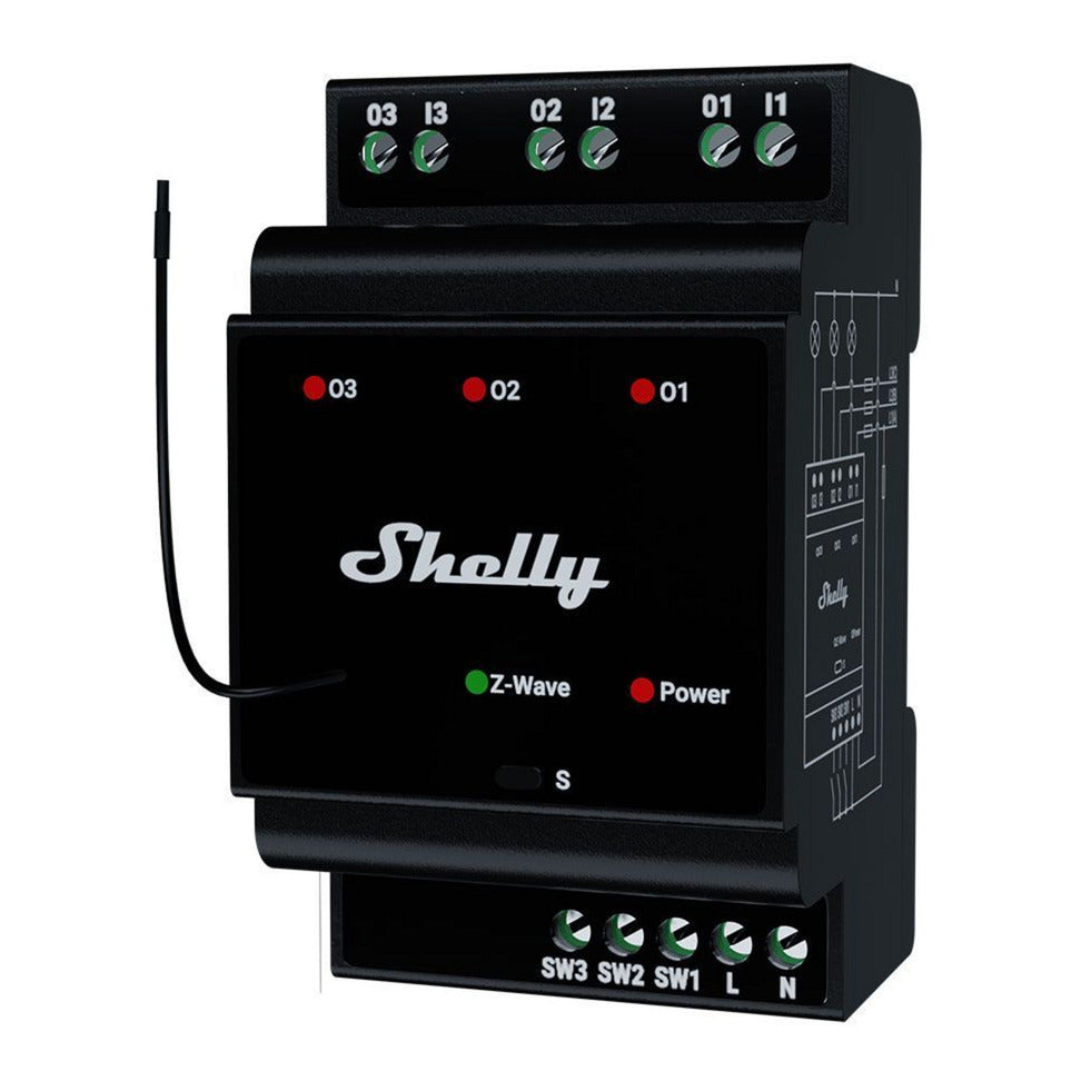 Przekaźnik Shelly Qubino Wave Pro 3 (czarny, z-wave)