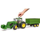 Bruder John Deere 7R 350 z ładowaczem czołowym i przyczepą transportową model pojazdu (03155)