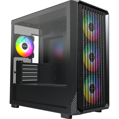 Obudowa midi tower Montech x5m (czarna | 2x USB-A | 1x USB-C | RGB | szkło hartowane)