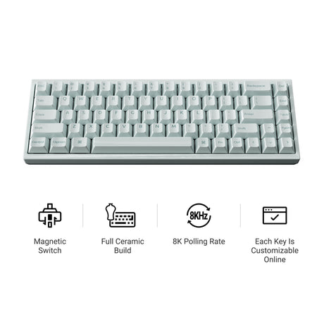 Keychron q16 on 8k klawiatura z przełącznikiem magnetycznym (niebieska, układ amerykański (qwerty), ultraszybka limonka, 65%, rgb, hot swap, 8k)