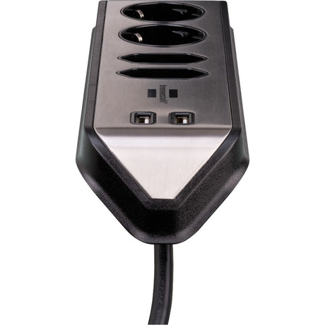 Brennerstuhl ®estilo narożna listwa przyłączeniowa z funkcją ładowania USB 4-kierunkowa 2x gniazdo ochronne 2x euro srebrny czarny