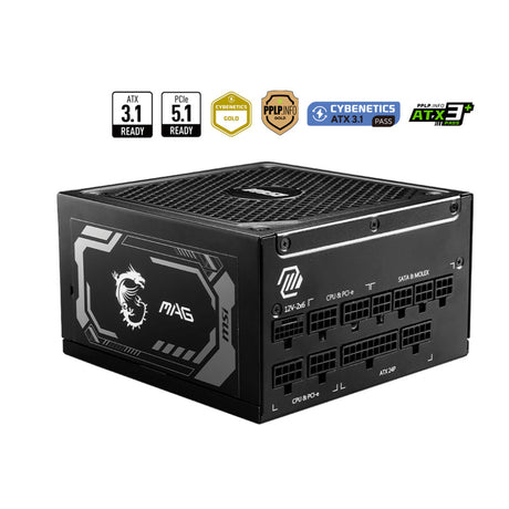 Zasilacz modułowy Msi mag a1250gl pcie5 o mocy 1250 W (czarny, 1x 12v-2x6, 4x pcie)