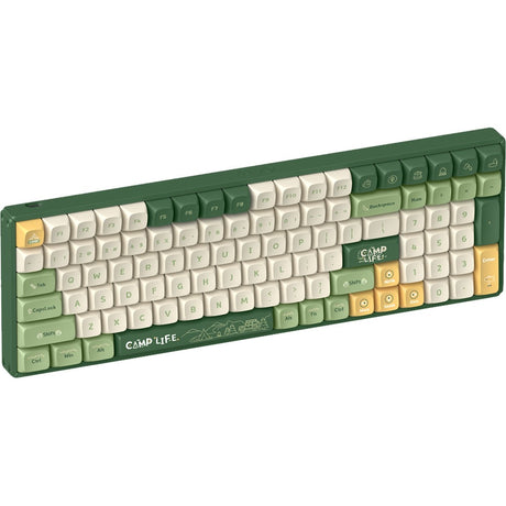 Bezprzewodowa klawiatura mechaniczna kempingowa Iqunix f97 (zielona, układ amerykański (qwerty), wiśniowy mx brązowy, 96%, diody rgb, możliwość wymiany podczas pracy, pbt, 2,4 GHz | bluetooth 5.1 | usb-c)