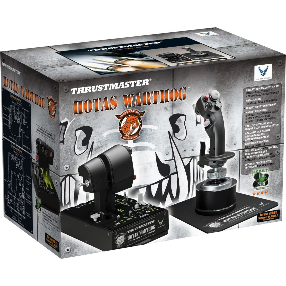 Thrustmaster Hotas Warthog Joystick i przepustnica do gier Hotas (czarne srebro, PC)