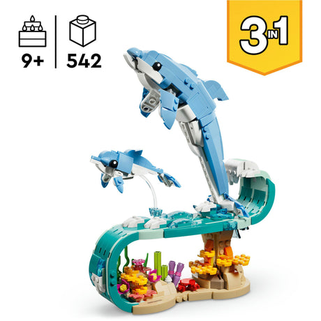 Lego® Creator Zwierzęta morskie 3 w 1: piękne delfiny - przebuduj na konika morskiego lub kraba - 31385