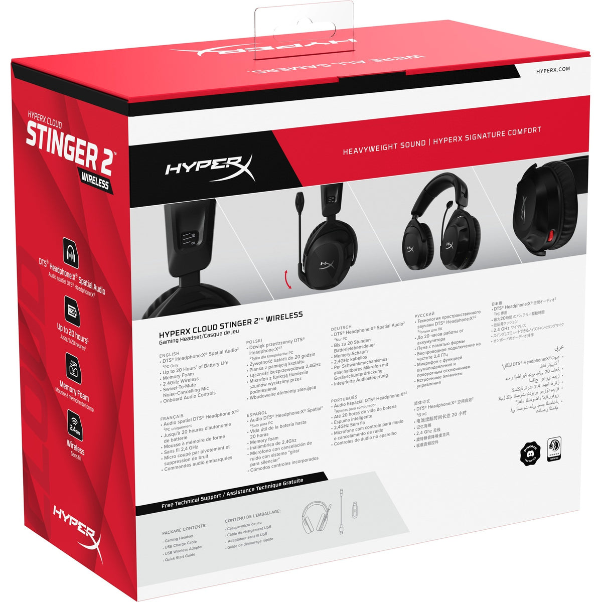 Bezprzewodowy nauszny zestaw słuchawkowy do gier Hyperx Cloud Stinger 2 (czarny)