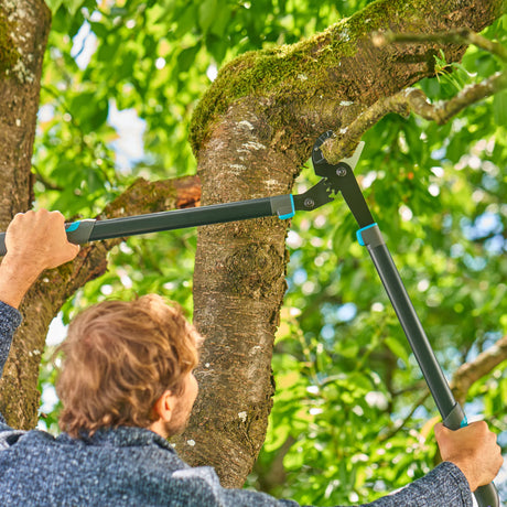 Nożyce do przycinania kowadeł Gardena Energycut pro l, z nacięciem kowadełkowym (szary turkusowy, 75 cm, do suchego drewna)
