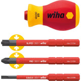 Wkrętak Wiha z zestawem uchwytów na bity elektryczny slimvario (czerwony żółty, krótki 4-częściowy z cienkimi bitami)