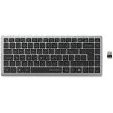 Kompaktowa klawiatura Kensington KB435 EQ z możliwością ładowania, do wielu urządzeń (szara, układ amerykański-międzynarodowy (QWERTY), przełączniki nożycowe, 80% (TKL), USB, 2,4 GHz, Bluetooth 5.4)