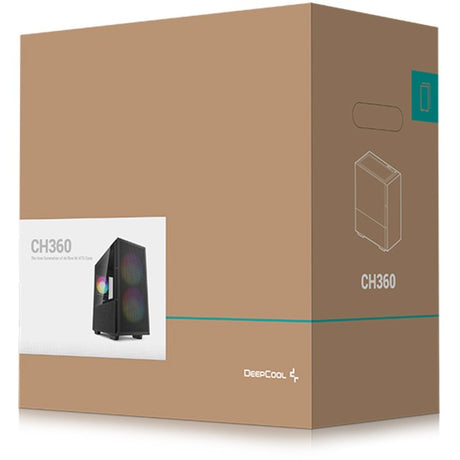 Obudowa mini tower Deepcool ch360 (czarna | 1x USB-A | 1x USB-C | RGB | szkło hartowane)