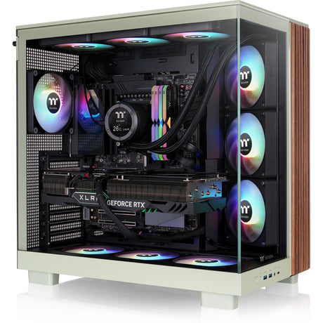 Obudowa Thermaltake View 380 XL WS ARGB MIDI Tower (jasnozielony kolor drewna | 2x USB-A | 1x USB-C | RGB | szkło hartowane)
