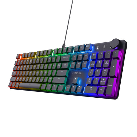 Mechaniczna klawiatura do gier Trust GXT 866 Torix (czarna, układ US (QWERTY), Huano Red, 100%, RGB)
