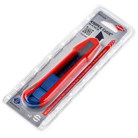Uniwersalny nóż do cięcia pudełek Knipex Cutix (czerwony niebieski, w zestawie ostrza noża 2)