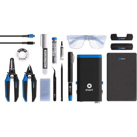 Zestaw narzędzi do lutowania Ifixit fixhub power series lutownica (czarno-niebieski, 100 watów, USB-C, elektrownia)