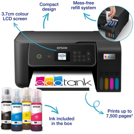 Epson ecotank et-2871 a4 wielofunkcyjna drukarka Wi-Fi ze zbiornikiem atramentu, uniwersalna drukarka atramentowa (czarny, skanowanie, kopiowanie, Wi-Fi, w tym do 3 lat atramentu)