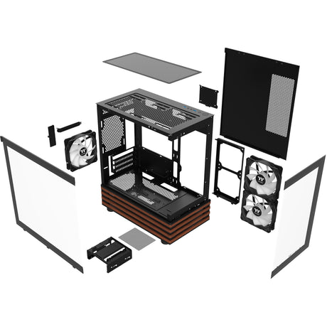 Obudowa mini tower Thermaltake View 170 ws argb (kolor czarnego drewna | 2x usb-a | rgb | okno)