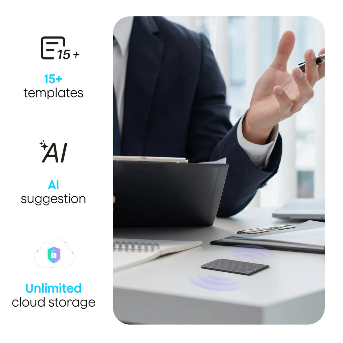 Dyktafon Plaud Note (srebrny, 64 GB, Bluetooth (BLE 5.2), Wi-Fi (2,4 GHz))