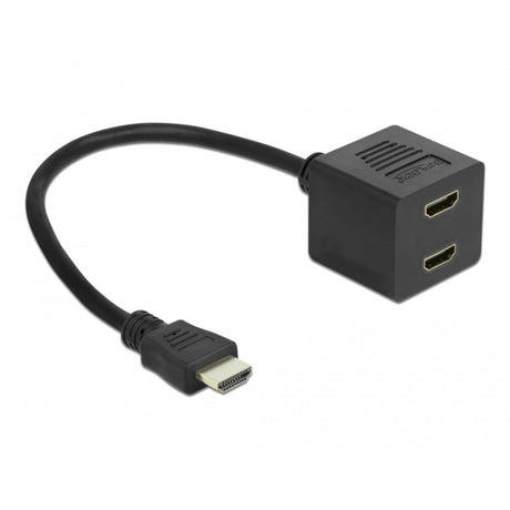 Delock szybki rozdzielacz HDMI z Ethernetem 1x męski na 2x żeńskie (czarny)