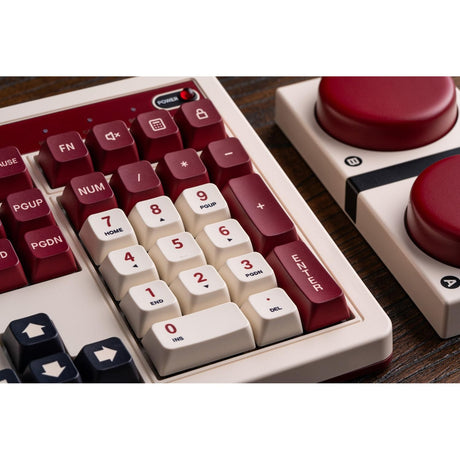 Klawiatura mechaniczna 8bitdo retro edycja fami (beżowa, układ us (qwerty), kailh box biała, 100%, bluetooth low Energy, bezprzewodowa 2.4g, usb)