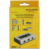 Przełącznik Delock rj45 10 100 1000 mb/s 2 porty (szary czarny)