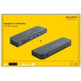 Delock przełącznik displayport 1.4 kvm przełącznik kvm (czarny, 8k 30 hz, USB 3.0, audio)