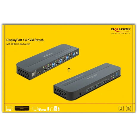 Delock przełącznik displayport 1.4 kvm przełącznik kvm (czarny, 8k 30 hz, USB 3.0, audio)