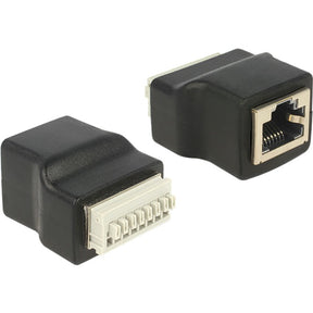 Delock adapter rj45 żeński > kostka zaciskowa z przyciskiem 8-pinowym (czarny)
