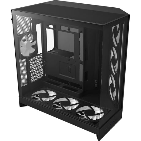 Obudowa midi tower Nzxt h9 flow rgb+ (czarna (matowa) | 2x usb-a | 1x usb-c | rgb | szkło hartowane)