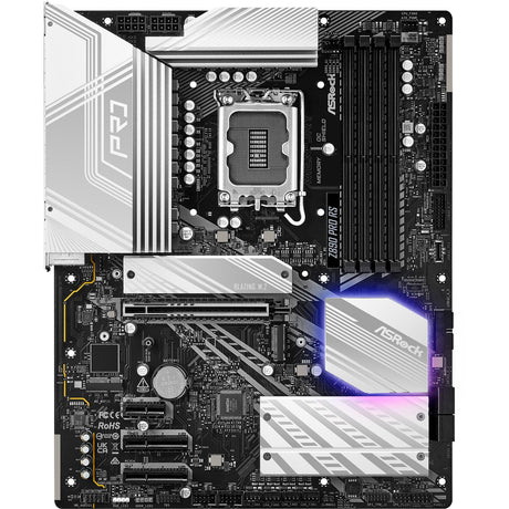 Płyta główna Asrock Z890 Pro RS Socket 1851 (czarno-biała, RAID, 2,5 GB-LAN, dźwięk, ATX)