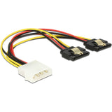 Delock 4-pinowy męski kabel zasilający molex > 2 x 15-pinowy kabel rozdzielający sata (czarny czerwony, 0,2 m)