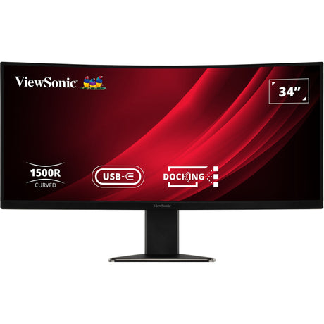 Zakrzywiony monitor dokujący Viewsonic UwQHD z przełącznikiem KVM VG3419C 34 ultrawide (czarny (matowy), 1x HDMI, 1x port wyświetlacza, USB-A, USB-B, USB-C, LAN, audio)