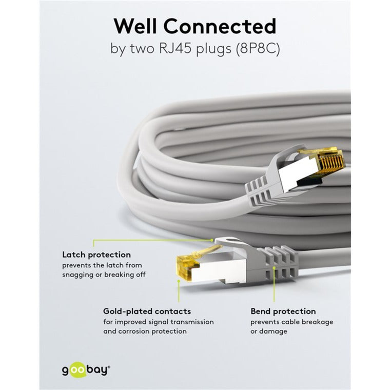 Kabel krosowy Goobay kat. 6a s ftp z kablem kat. 7 (szary, 20 m)