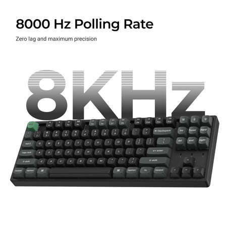 Keychron k8 ultra 8k wireless custom mechanical keyboard (zwart, us lay-out (qwerty), apex brown, 80% (tkl), rgb leds, osa double-shot pbt, usb-c | 2.4 ghz | bluetooth 5.2)