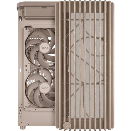 Asus proart pa401 wood Edition - obudowa midi tower z panelem siatkowym (beżowy kolor drewna | 2x USB-A | 1x USB-C)