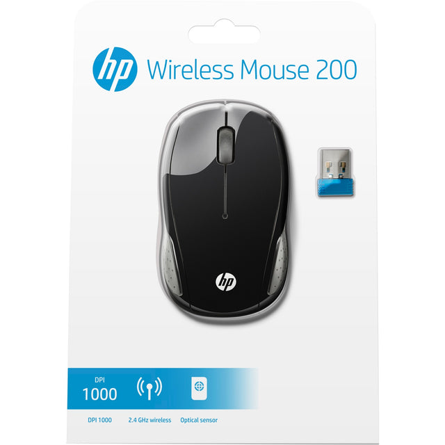 Mysz bezprzewodowa HP 200 (czarna, 1000 dpi)