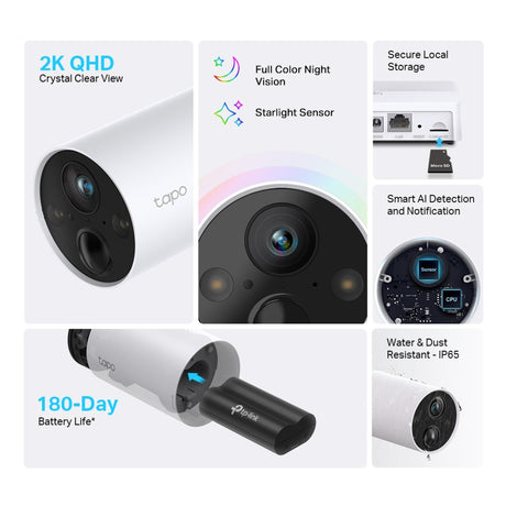 Kamera bezpieczeństwa Tp-link tapo c420s1 (biała, 2k qhd, ip65)