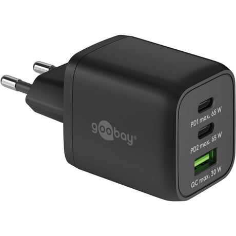Szybka ładowarka Goobay USB-C nano (65 W) i tekstylny kabel USB-C (czarny, 1 metr)