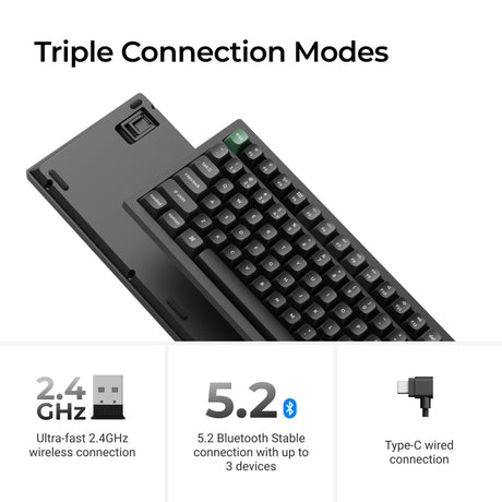 Keychron k4 ultra 8k wireless custom mechanical keyboard (zwart, us lay-out (qwerty), apex banana, 96%, rgb leds, osa double-shot pbt, usb-c | 2.4 ghz | bluetooth 5.2)