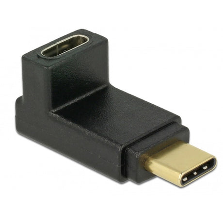 Delock Adapter USB 10Gbps (USB 3.1 Gen 2) USB-C (męski) do USB-C (żeński) kątowy (góra dół) (czarny)