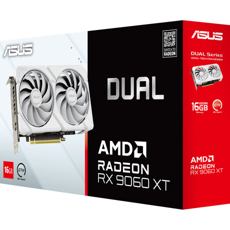 Karta graficzna Asus Radeon RX 9060 XT Dual White Edition 16 GB (biała, RDNA4, GDDR6, 2x Display Port, 1x HDMI 2.1)
