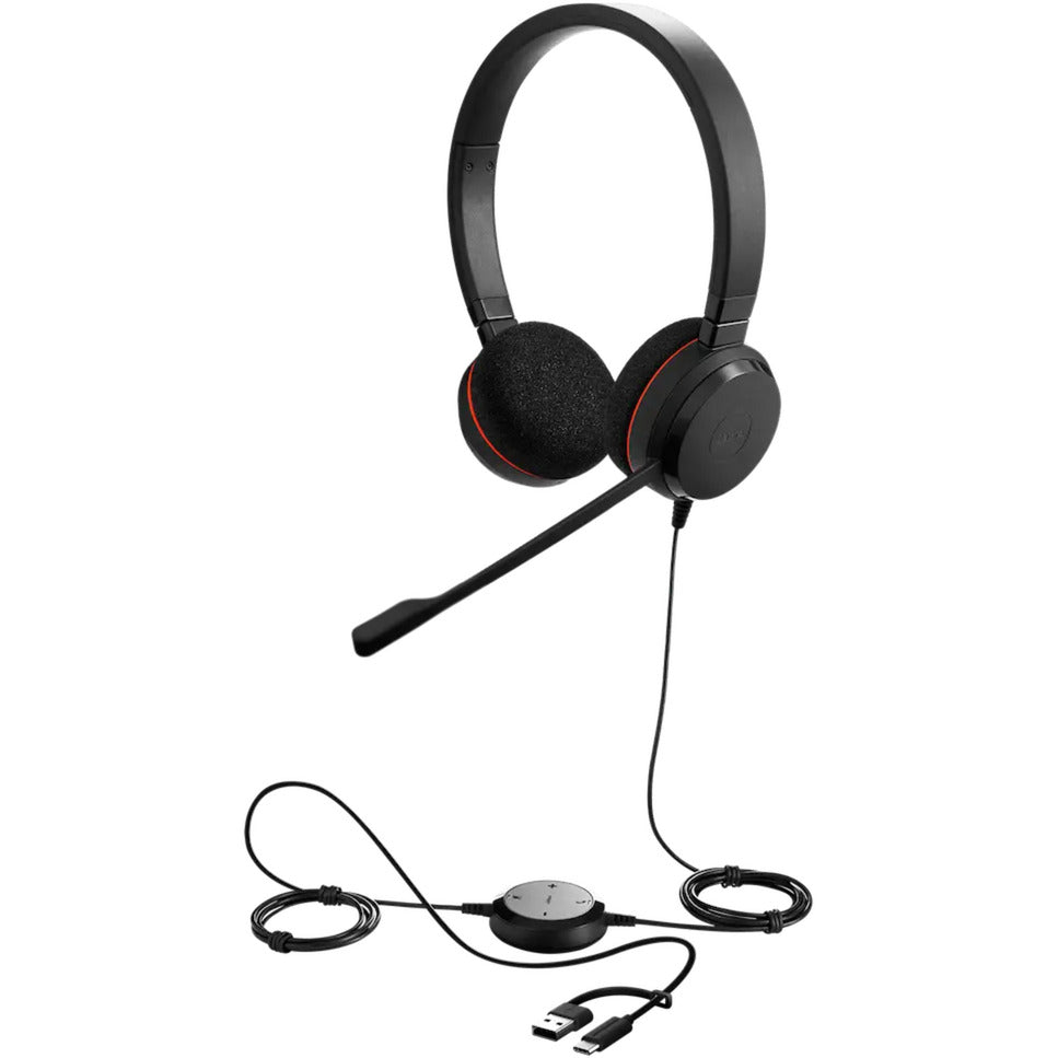 Jabra Evolution 20, zestaw słuchawkowy nauszny ms (czarny, USB-C, USB-A, stereo)
