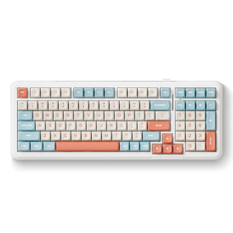 Mchose K99 Horizon Orange Hiacynt Bezprzewodowa mechaniczna klawiatura RGB z uszczelką do montażu na uszczelce (biała, układ amerykański (Qwerty), KTT Hiacynt, RGB, Hot Swap, Double-Shot PBT, bezprzewodowa | Bluetooth | USB-C)