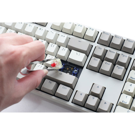 Ducky Origin vintage, klawiatura (szara, układ amerykański, wiśniowy mx niebieski, hot swap, podwójne klawisze pbt)