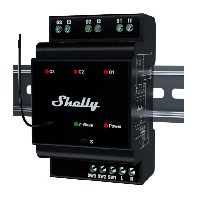 Przekaźnik Shelly Qubino Wave Pro 3 (czarny, z-wave)