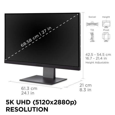 Monitor Viewsonic VP2788-5k zgodny z komputerami Mac 27 4k UHD (czarny, 2x Thunderbolt 4, 1x HDMI, 1x Displayport, USB-A, USB-C)