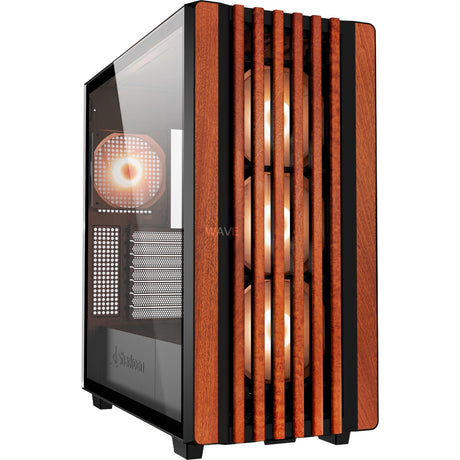 Sharkoon rebel c70g obudowa midi tower rgb (kolor czarnego drewna | 2x usb-a | 1x usb-c | rgb | szkło hartowane)